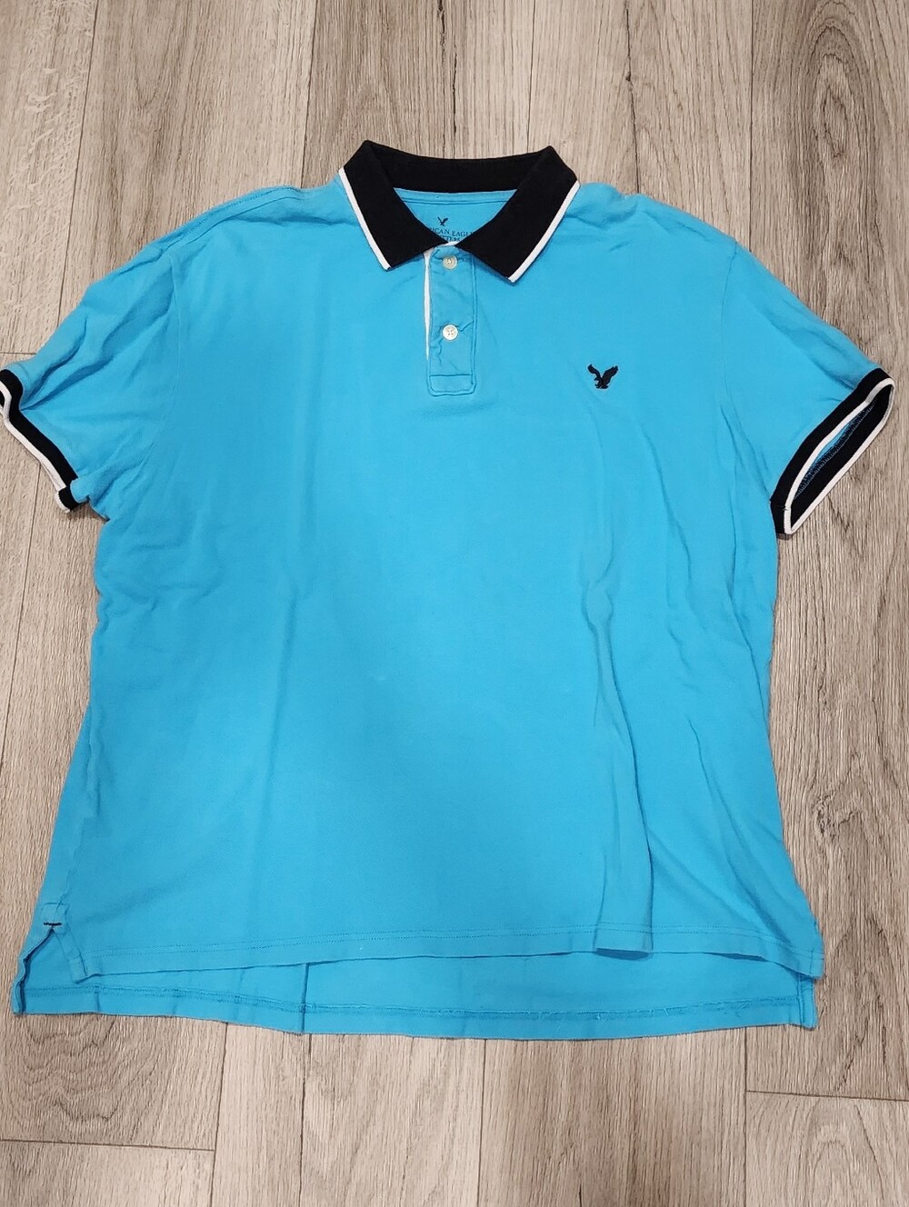 American Eagle Men's Turquoise Polo Shirt